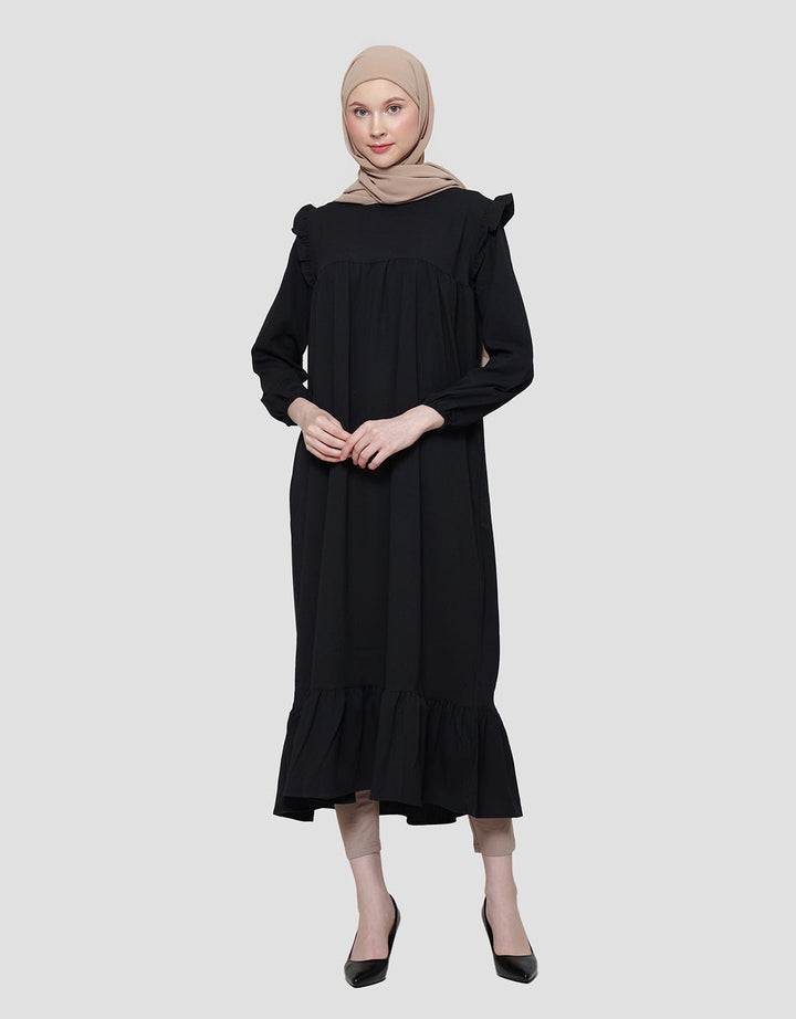 Annisa Rneck With Ruffle Maxi Dress Wanita