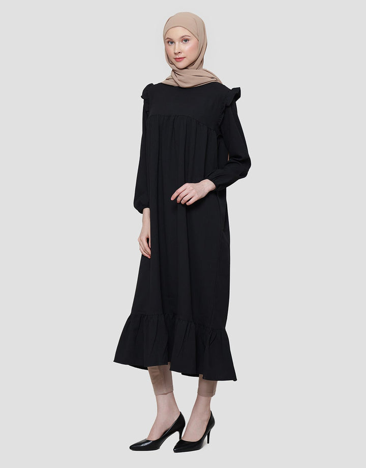 Annisa Rneck With Ruffle Maxi Dress Wanita