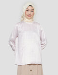 Annisa  Satin Tops Print Poly Geo Blouse Lengan Panjang Wanita