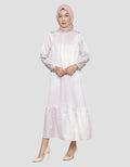 Annisa Satin Print Poly Geo Long Sleeve Maxi Dress Women