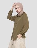 Annisa Kemeja Lengan Panjang Petal Collar Poly Jacquard Wanita