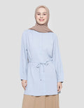 Annisa Kemeja Lengan Panjang Textured Basic With Belt Wanita