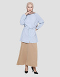 Annisa Kemeja Lengan Panjang Textured Basic With Belt Wanita