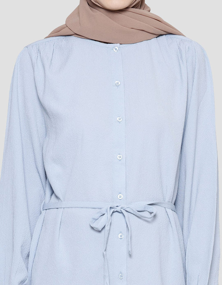 Annisa Kemeja Lengan Panjang Textured Basic With Belt Wanita