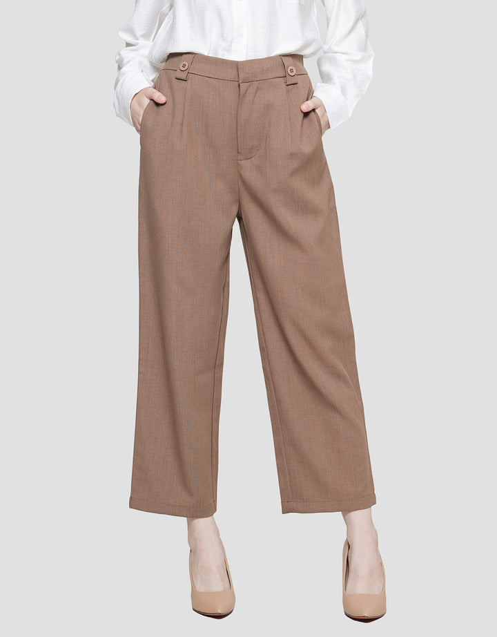 Connexion Button Wide Celana Panjang Wanita