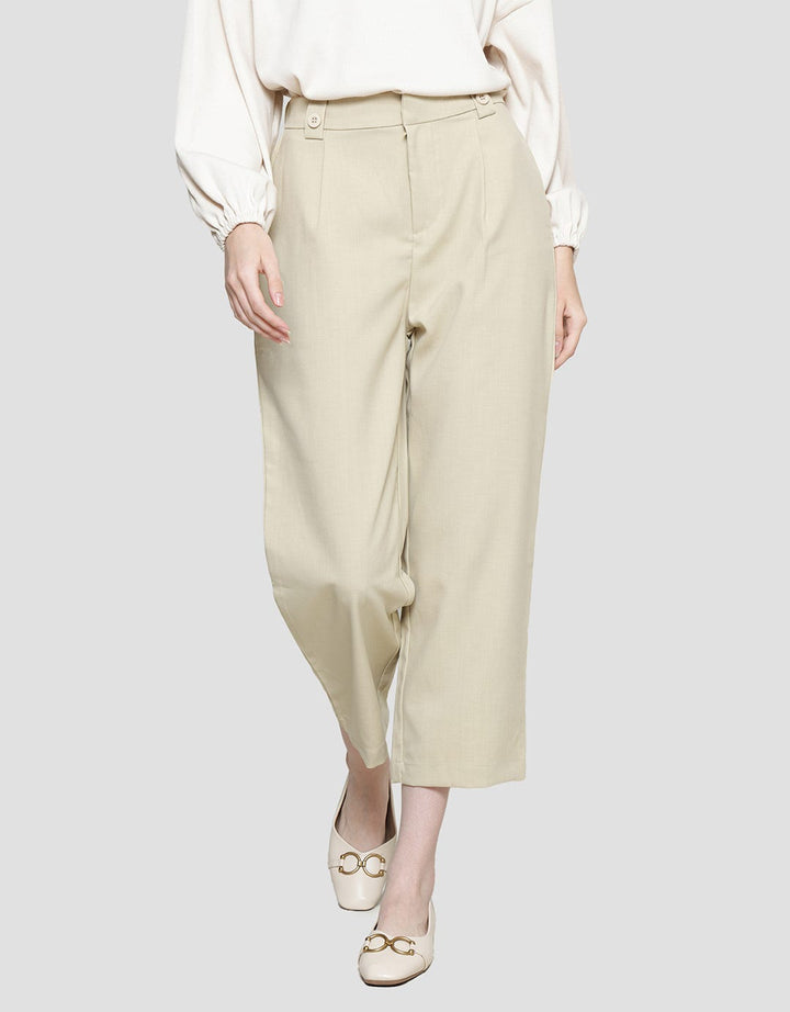 Connexion Button Wide Celana Panjang Wanita