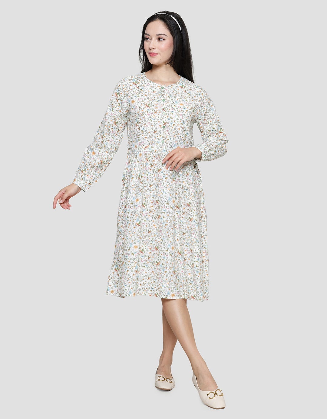 Triset Ladies Full Print Floral Dress for Women