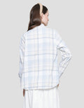 Triset Plaid Casual Blouse Wanita