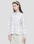 Triset Plaid Casual Blouse Wanita
