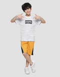 Nevada Yarndyed Pe Stripe Print White Kaos Anak Laki-Laki