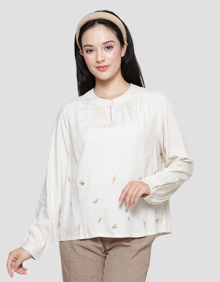 Connexion O Neck Embro Blouse Wanita