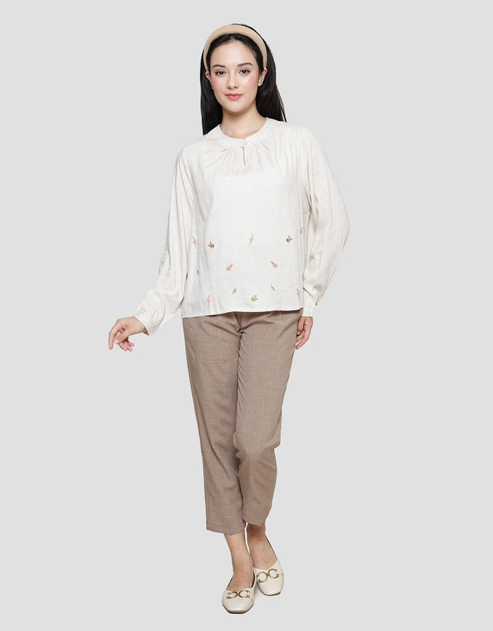 Connexion O Neck Embro Blouse Wanita