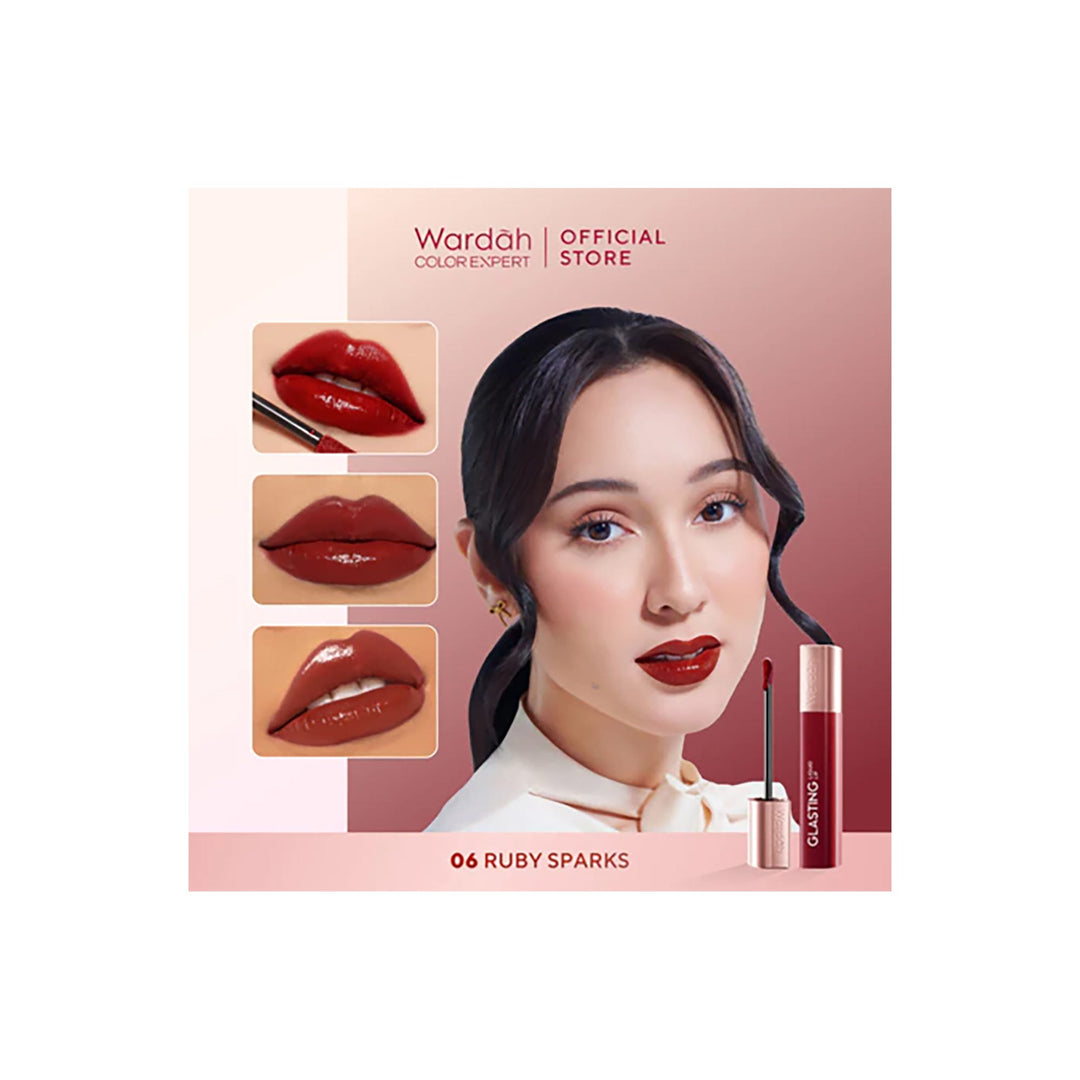 Wardah Glasting Liquid Lip 06 Ruby Sparks 3.5 gr