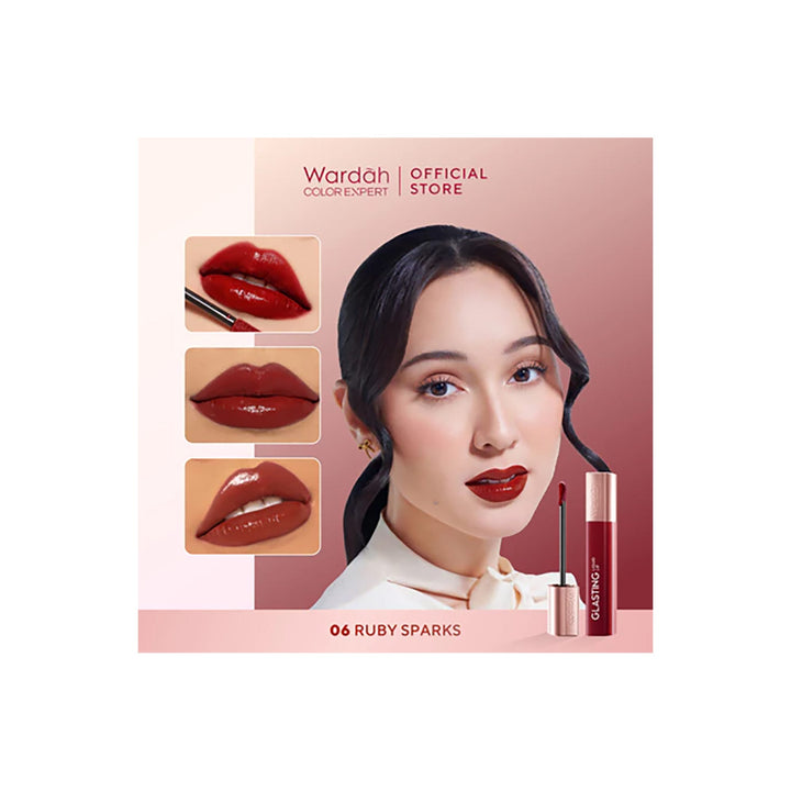Wardah Glasting Liquid Lip 06 Ruby Sparks 3.5 gr