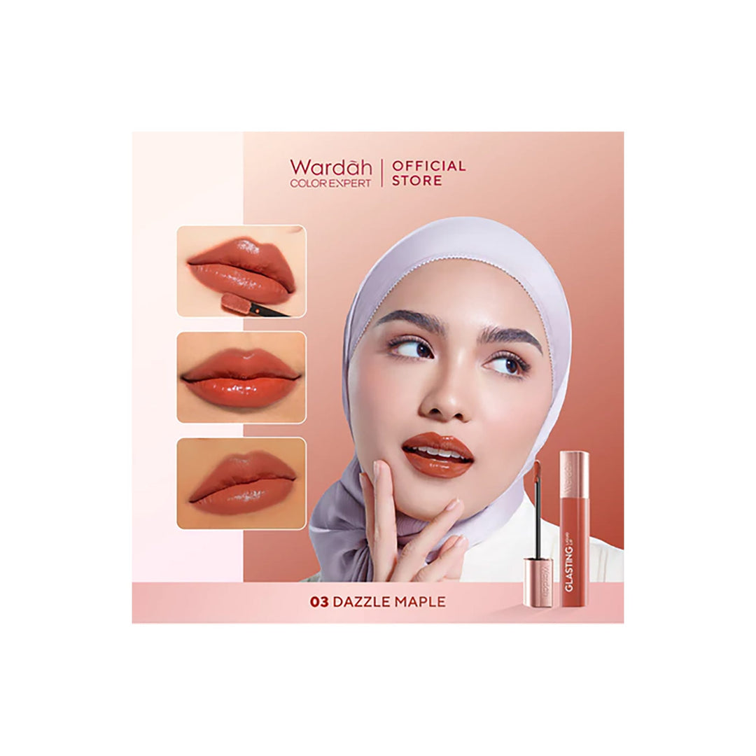 Wardah Glasting Liquid Lip 03 Dazzle Mapple 3.5 gr