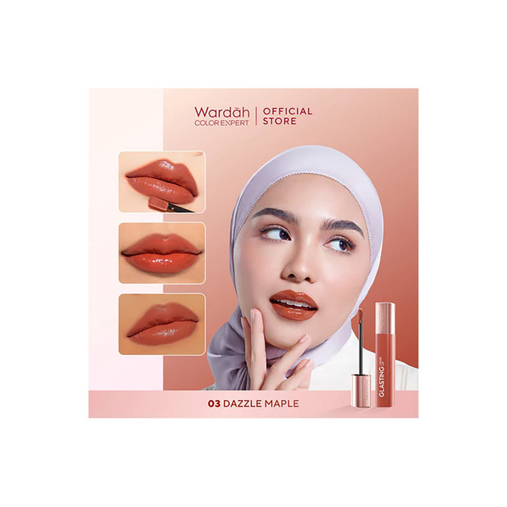 Wardah Glasting Liquid Lip 03 Dazzle Mapple 3.5 gr