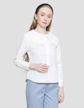 Details Eyelet Collar Kemeja Lengan Panjang Wanita