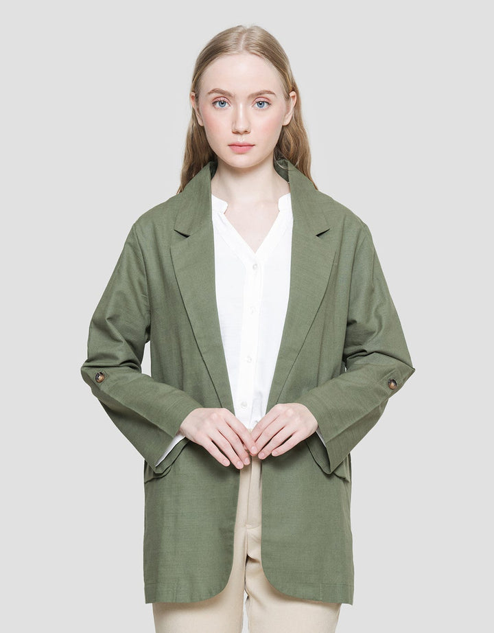 Details Rollable Cuff Blazer Wanita