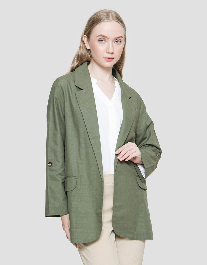 Details Rollable Cuff Blazer Wanita