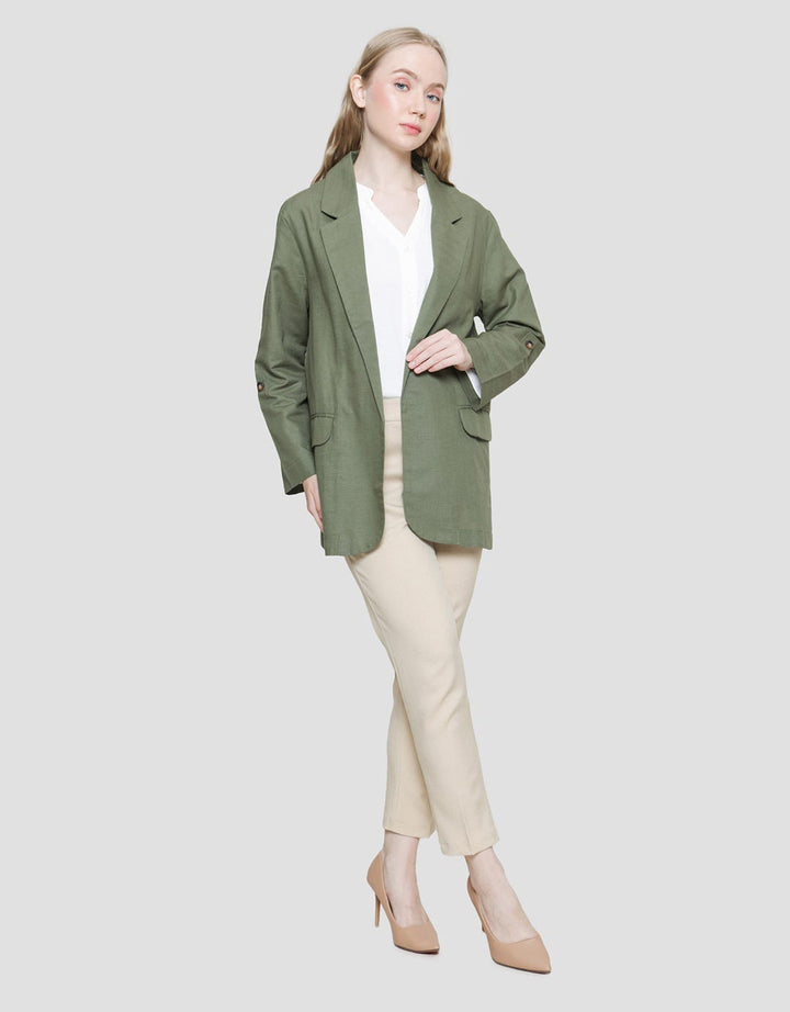 Details Rollable Cuff Blazer Wanita