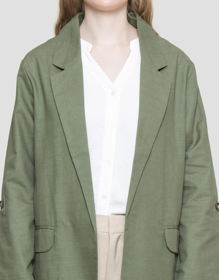 Details Rollable Cuff Blazer Wanita