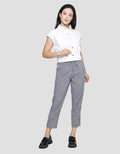 Details Crop Plain Kemeja Lengan Pendek Wanita