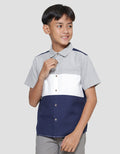 Nevada Oxford Cut N Sew Color Block Kemeja Lengan Pendek Anak Laki-Laki