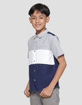 Nevada Oxford Cut N Sew Color Block Kemeja Lengan Pendek Anak Laki-Laki