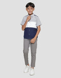 Nevada Oxford Cut N Sew Color Block Kemeja Lengan Pendek Anak Laki-Laki