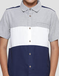 Nevada Oxford Cut N Sew Color Block Kemeja Lengan Pendek Anak Laki-Laki