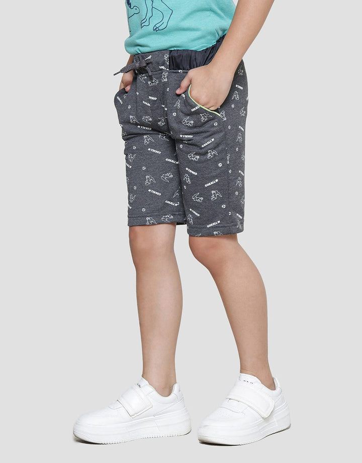 Little M Knit Terry Print Dino Celana Pendek Anak Laki-Laki