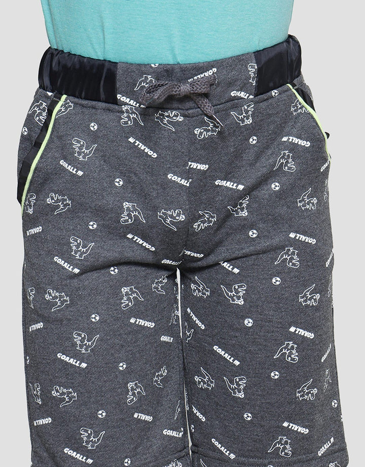 Little M Knit Terry Print Dino Celana Pendek Anak Laki-Laki