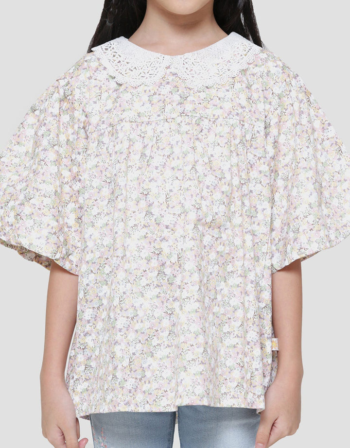 Little M Lengan Balon Kerah Lace Blouse Anak Perempuan