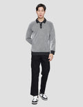 Details Texture Stripe With Collar Half Plaquet London Men's Sweater