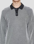 Details Texture Stripe With Collar Half Plaquet London Men's Sweater