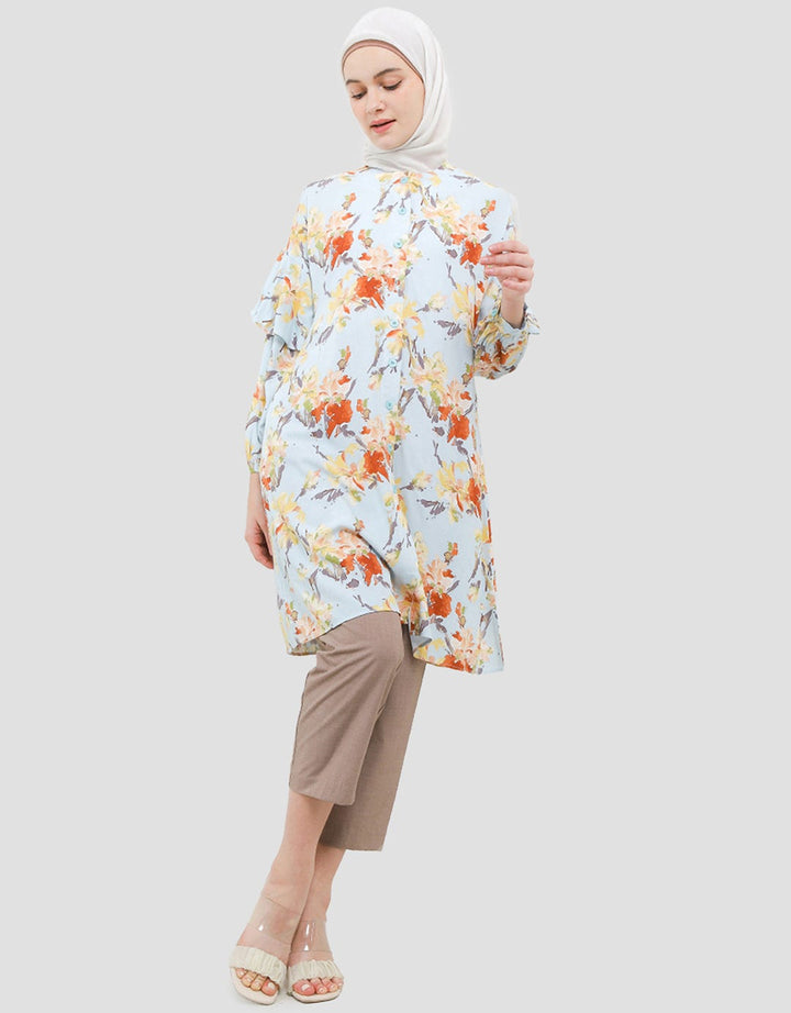 Arjuna Weda Regular Fit Kembang Abstrak Tunik Wanita
