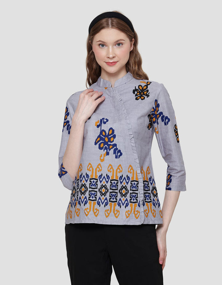 Arjuna Weda Regular Fit Batik Singket Raster Blouse for Women