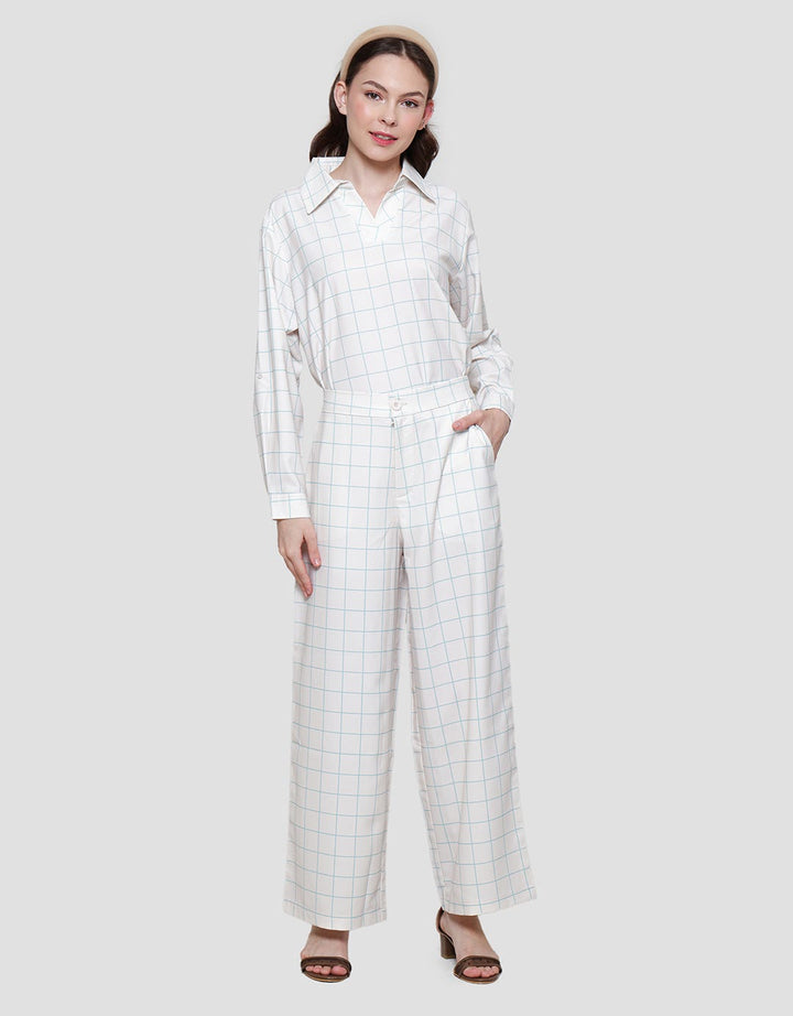 Nevada Woven Check Small Square Poly Women's Long Pants