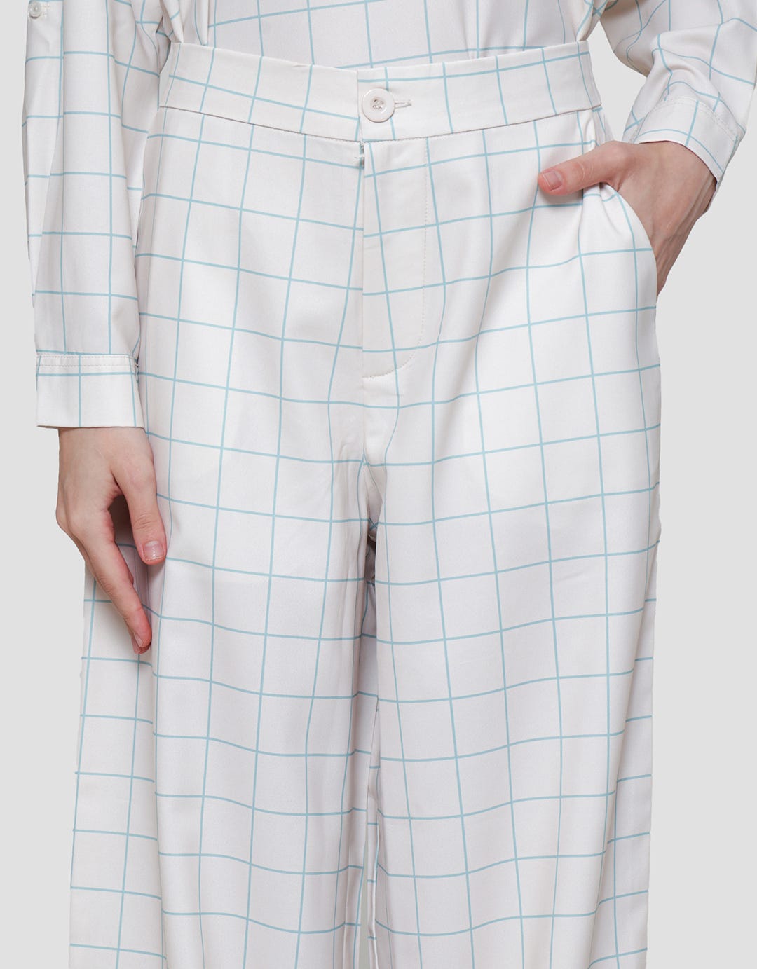 Nevada Woven Check Small Square Poly Women's Long Pants