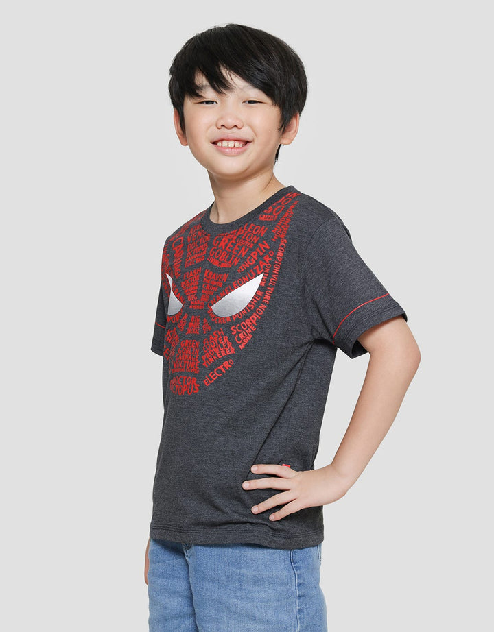Marvel Spiderman Face Wording Boys T-Shirt