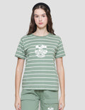 Disney Stripe Mickey Sport Kaos Lengan Pendek Wanita