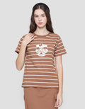 Disney Stripe Mickey Sport Kaos Lengan Pendek Wanita