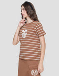 Disney Stripe Mickey Sport Kaos Lengan Pendek Wanita