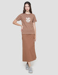Disney Stripe Mickey Sport Kaos Lengan Pendek Wanita