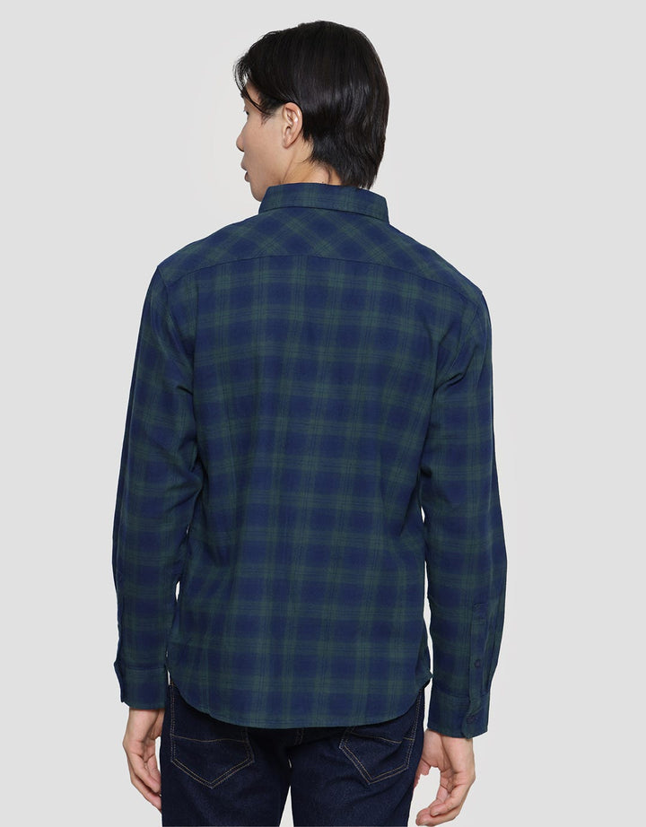 Triple Plaid Look Nvg Kemeja Flanel Slim Fit Pria