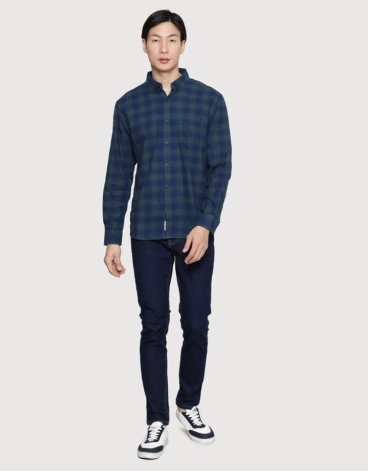 Triple Plaid Look Nvg Kemeja Flanel Slim Fit Pria