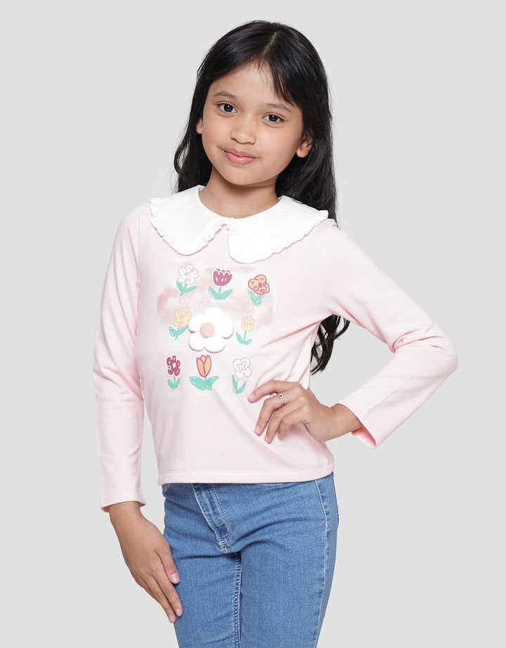 Little M Soft Floral Kaos Anak Perempuan