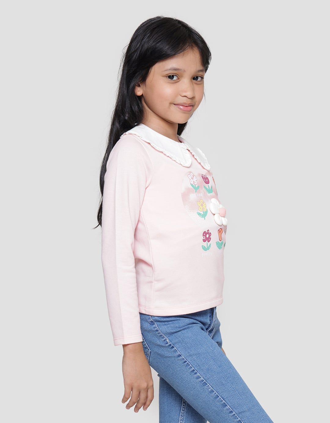 Little M Soft Floral Kaos Anak Perempuan