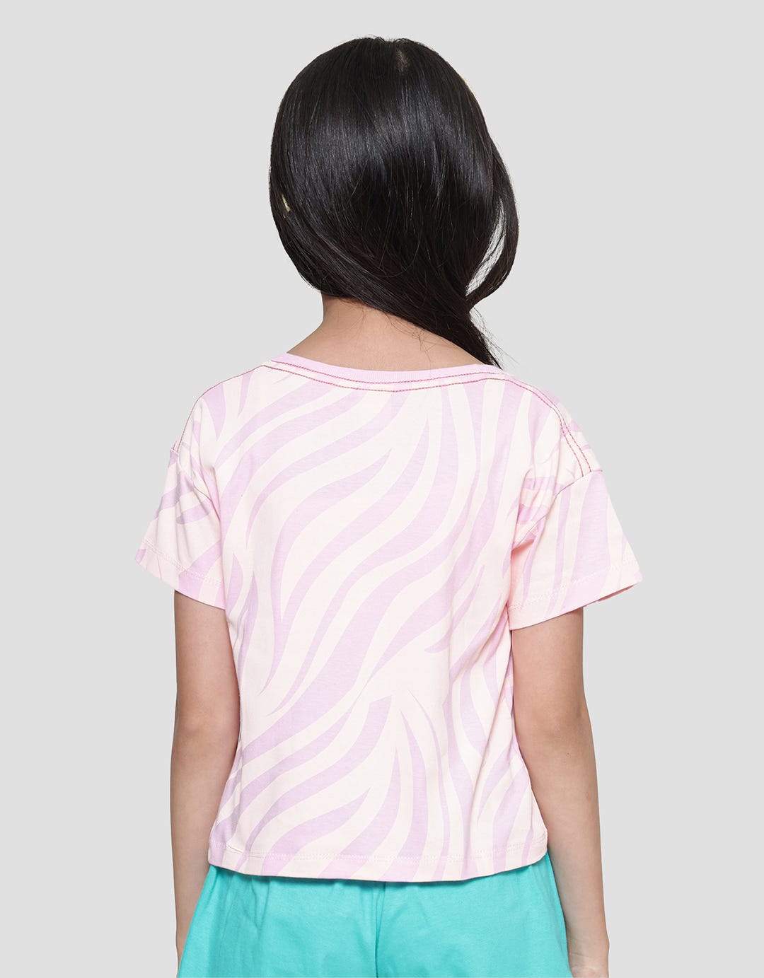 Little M Full Print Zebra Kaos Lengan Pendek Anak Perempuan