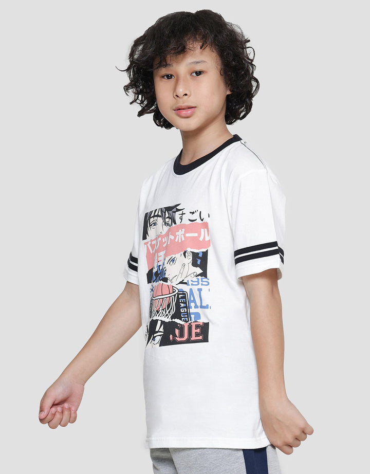 Nevada Print Outline Anime Boys Short Sleeve T-Shirt
